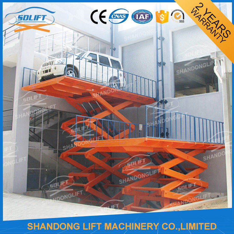 Blue High Rise Hydraulic Scissor Car Lift Parking Blue High Rise Hydraulic Scissor Car Lift Parking Basement