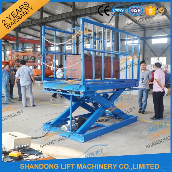 2T Warehouse Cargo Stationary Hydraulic Scissor Lift with Safe Sensor