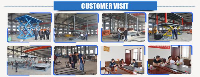 Blue Color Hydraulic Scissor Car Lift , Garage Car Elevator For Basement