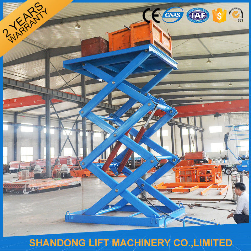 Anti Skid Checkered Plate Stainless Steel Scissor Lift , Fixed Cargo ...