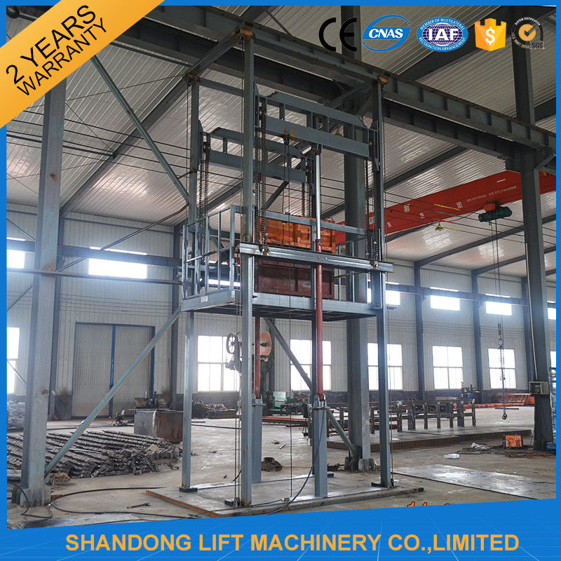 Guide Rail Chain Hydraulic Elevator Lift , 4 Post Material Lifting Equipment 4 tons 6m