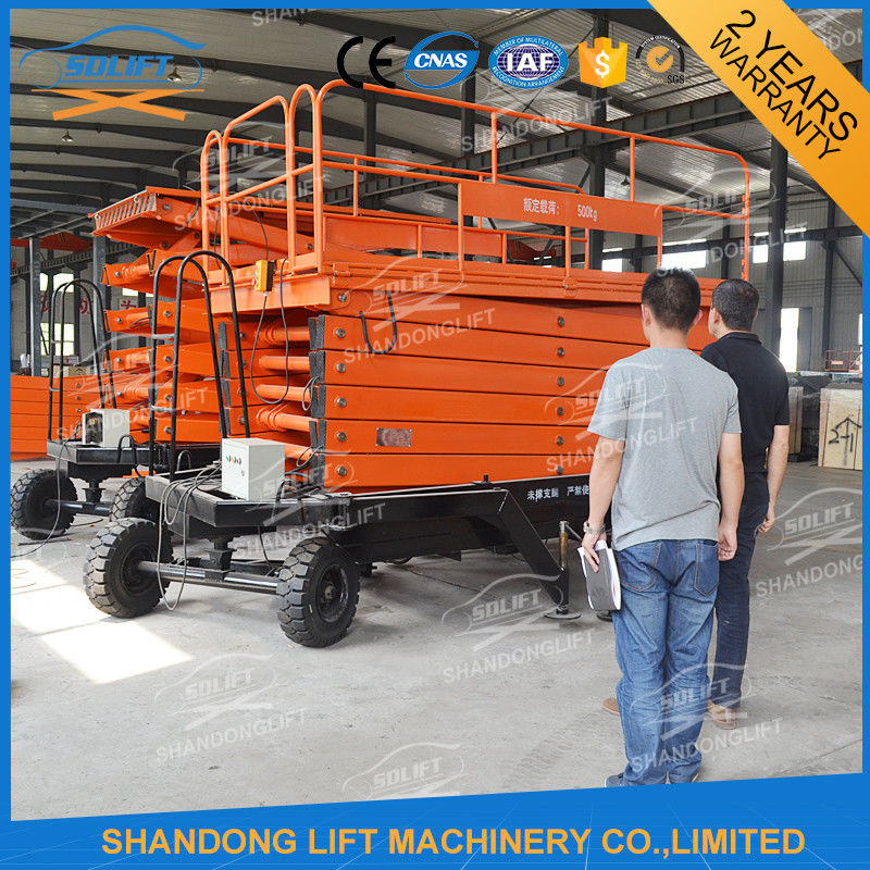 Hydraulic Electric Mobile Platform Lift Mobile Scissor Lift Table Pull type