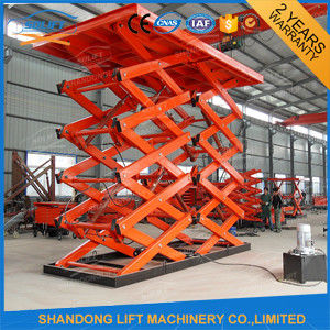 Red Double Hydraulic Scissor Car Lift For Warehouse Car Parking