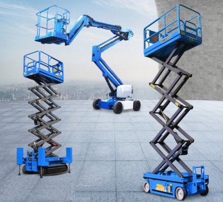 Rough Terrain Scissor Lift , Hydraulic / Electric Motor Lift Drive Mobile Scissor Lift Trolley